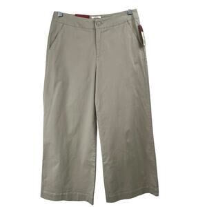 Merona Wide Leg Cropped Capri Pants Mid Rise Khaki Tan NWT 2